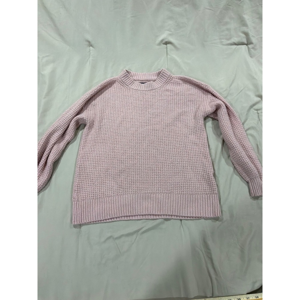 American Eagle Pink Waffle Knit Crew Neck Sweater Womens Small Pullover Ribbed